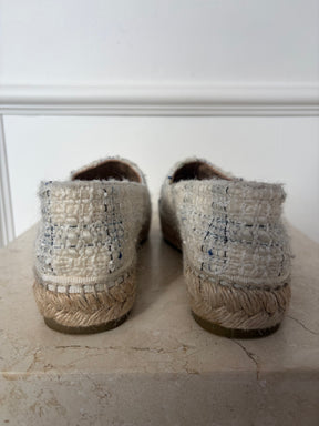 Chanel Cream and Black Tweed Logo Espadrilles, 36