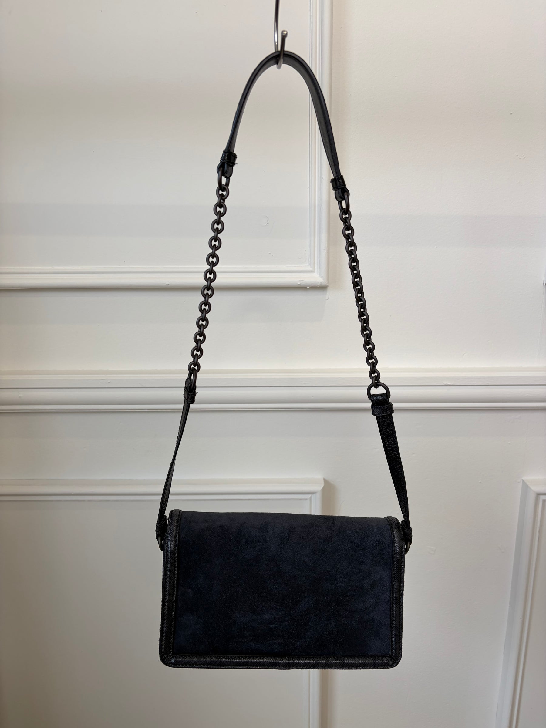 Bottega Veneta Navy Suede and Leather Rialto Shoulder Bag