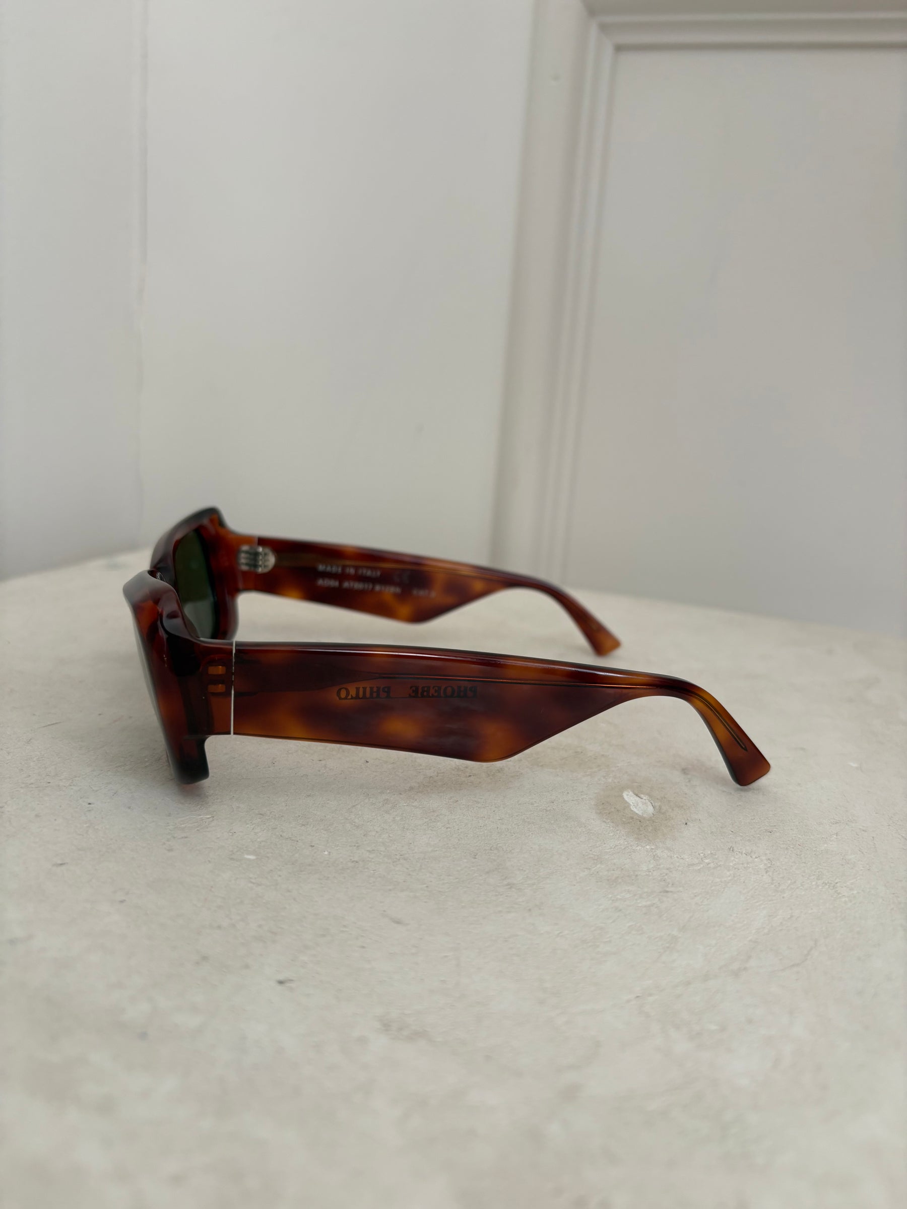 Phoebe Philo Score Rectangular Sunglasses Brown Tortoishell
