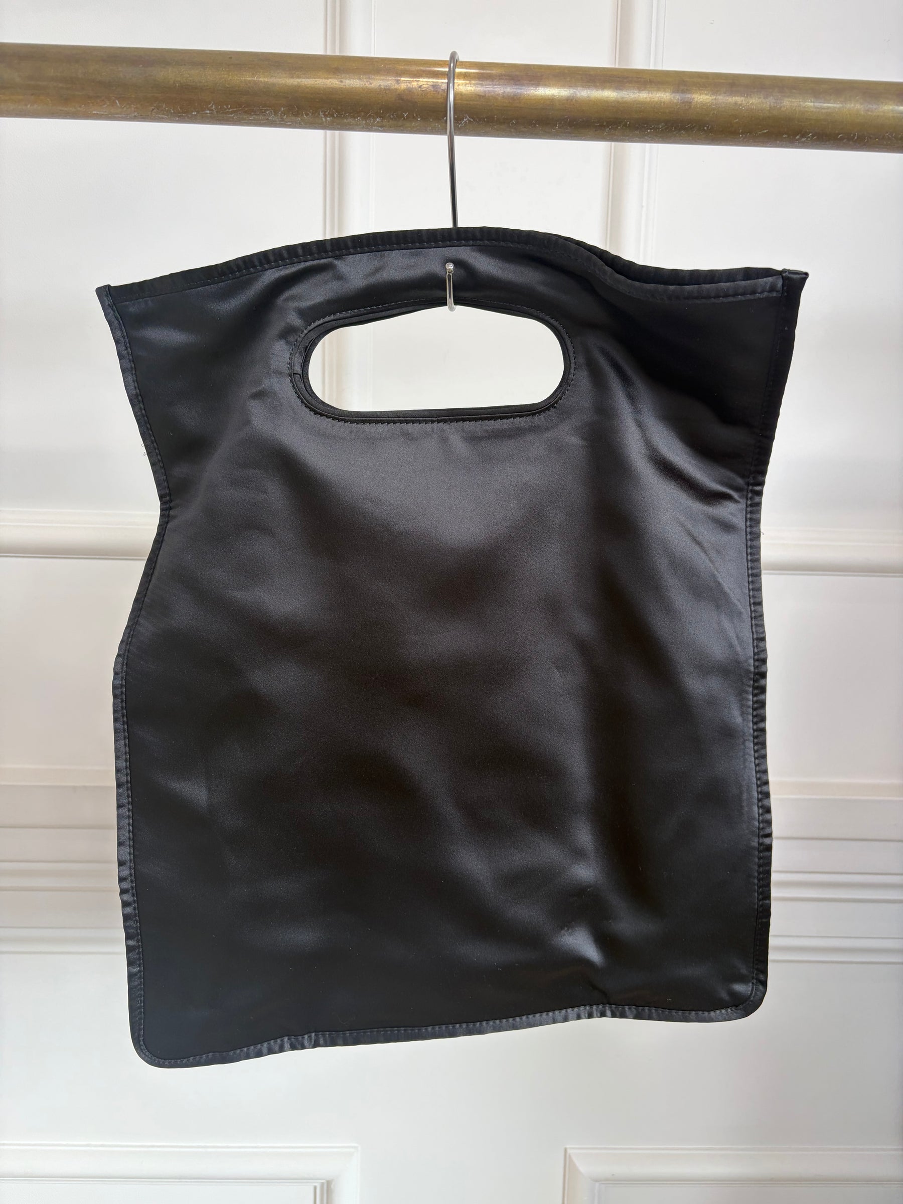 Max Mara Black Satin Logo Tote