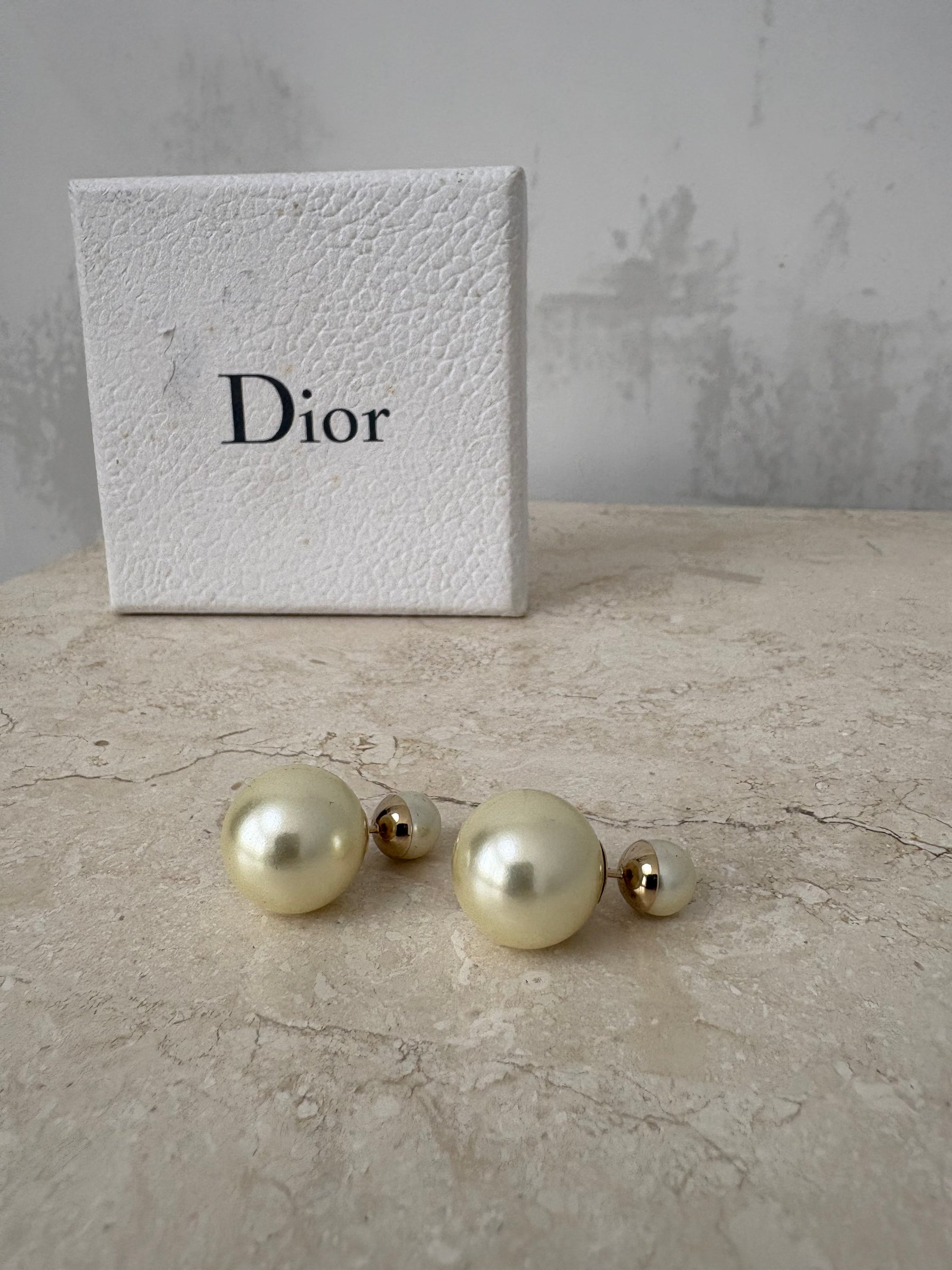 Dior Pearl and Gold Tone Tribal Earrings