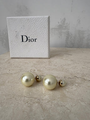 Dior Pearl and Gold Tone Tribal Earrings
