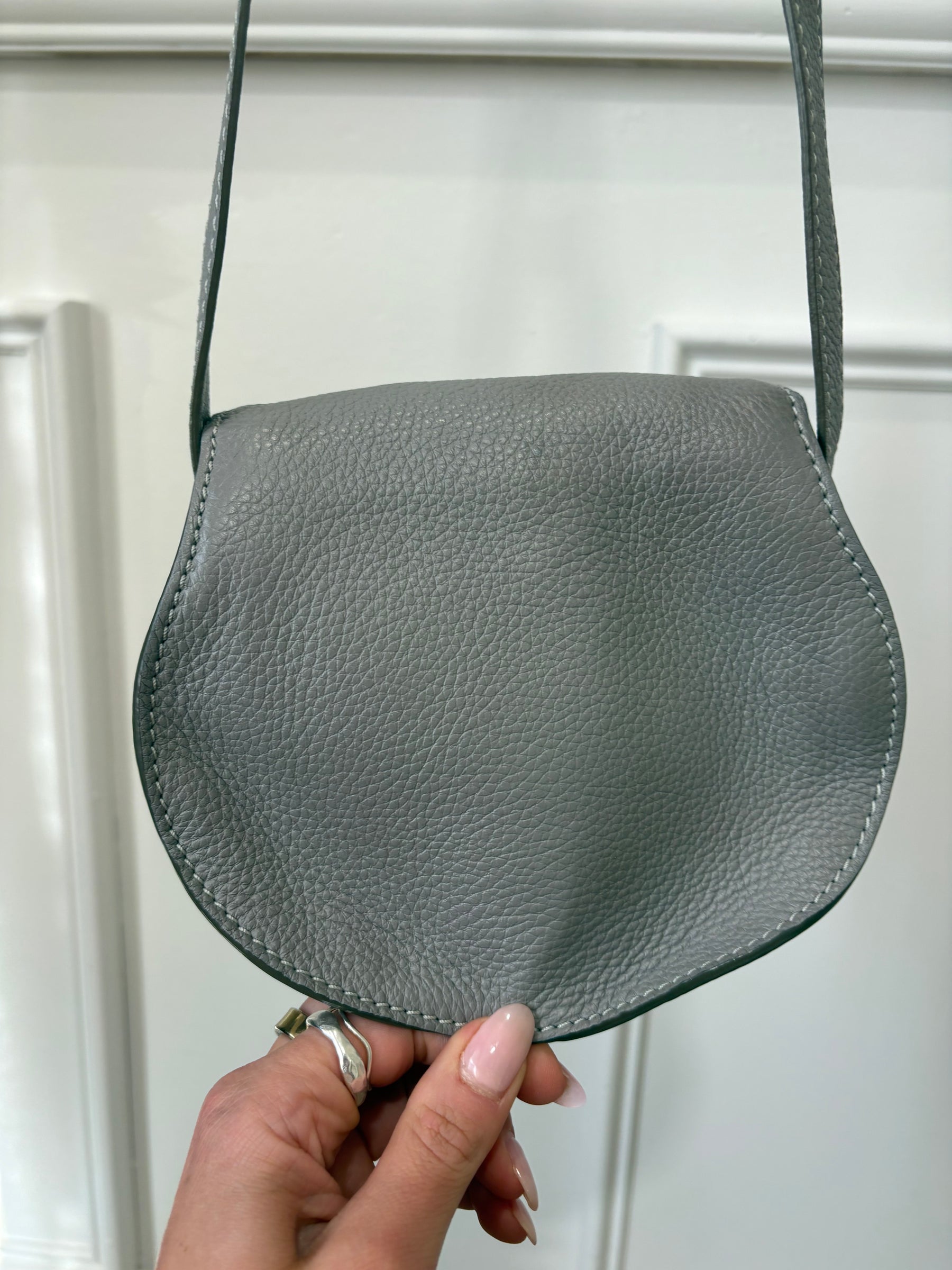 Chloé Grey Grained Leather Marcie Bag