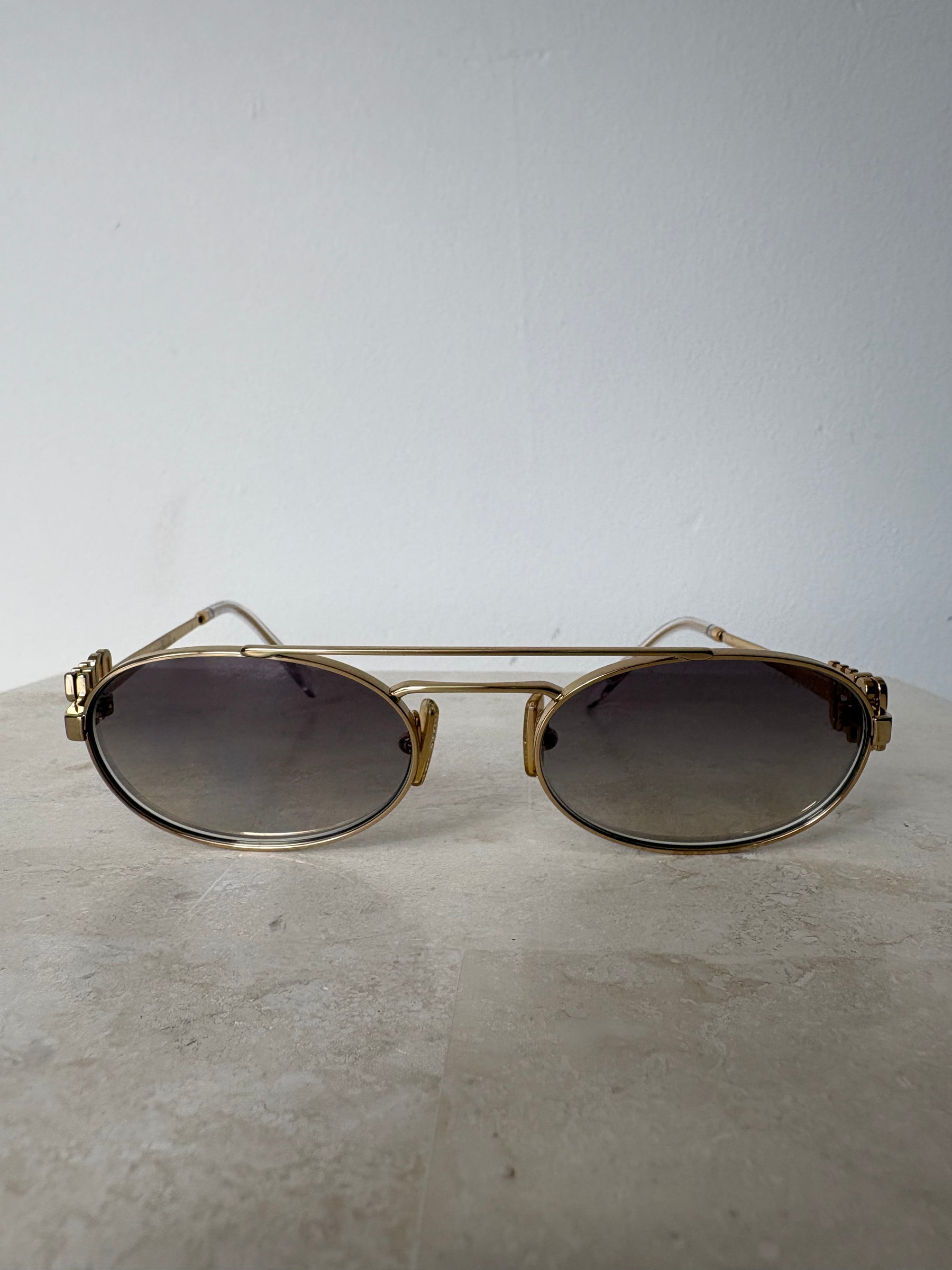 Miu Miu Gold Oval Logo Sunnies