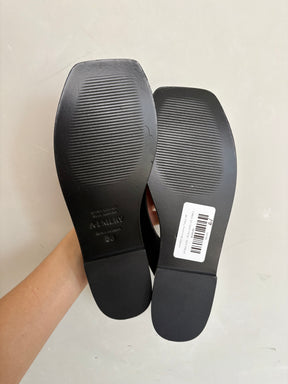 A.EMERY Black Leather Thongs, 38