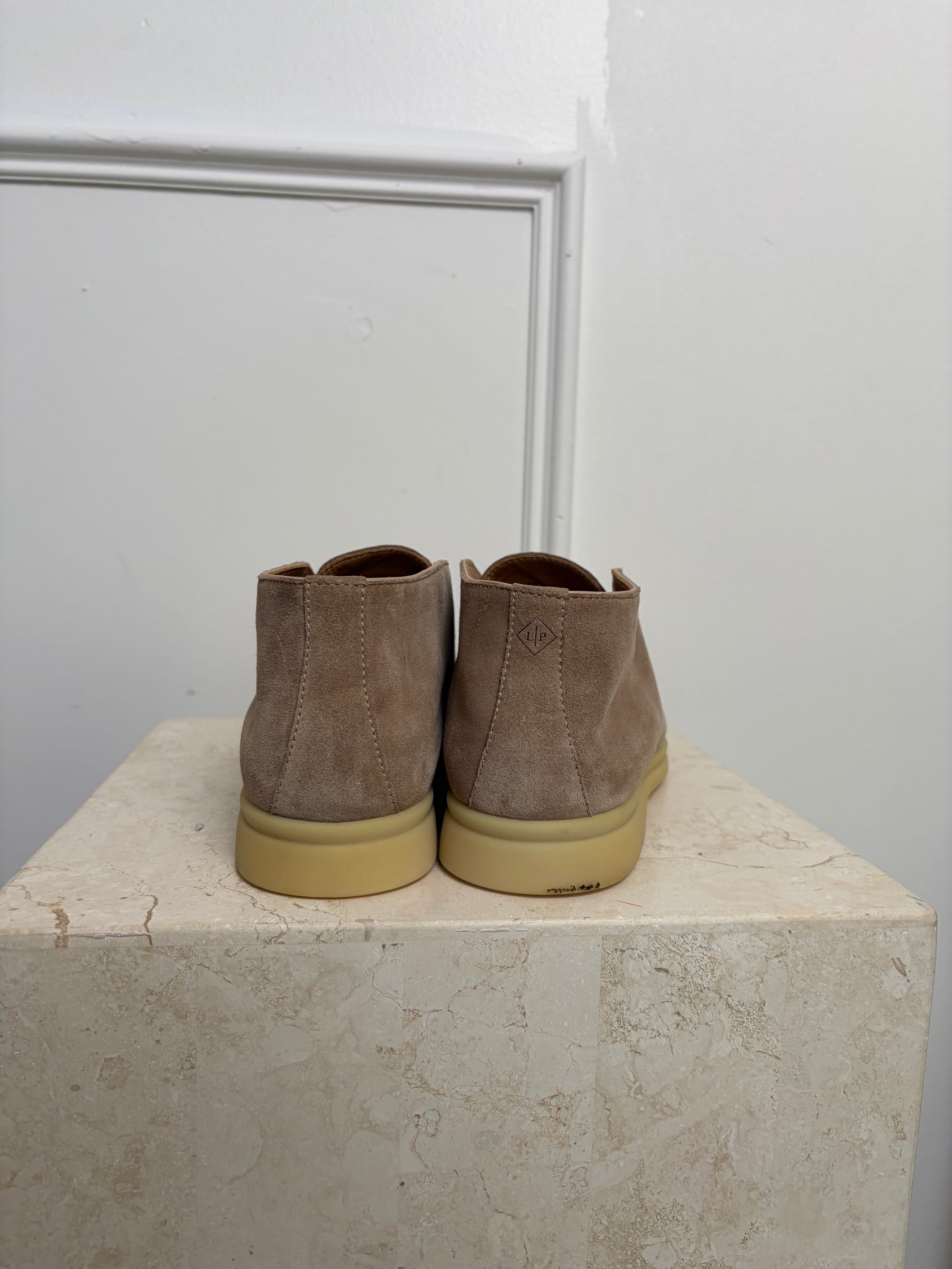 Loro Piana Stone Suede Open Walk Ankle Boot, 41