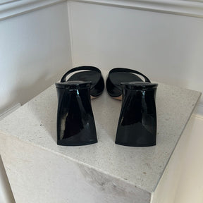 By Far Black Patent Leather Mules, 40