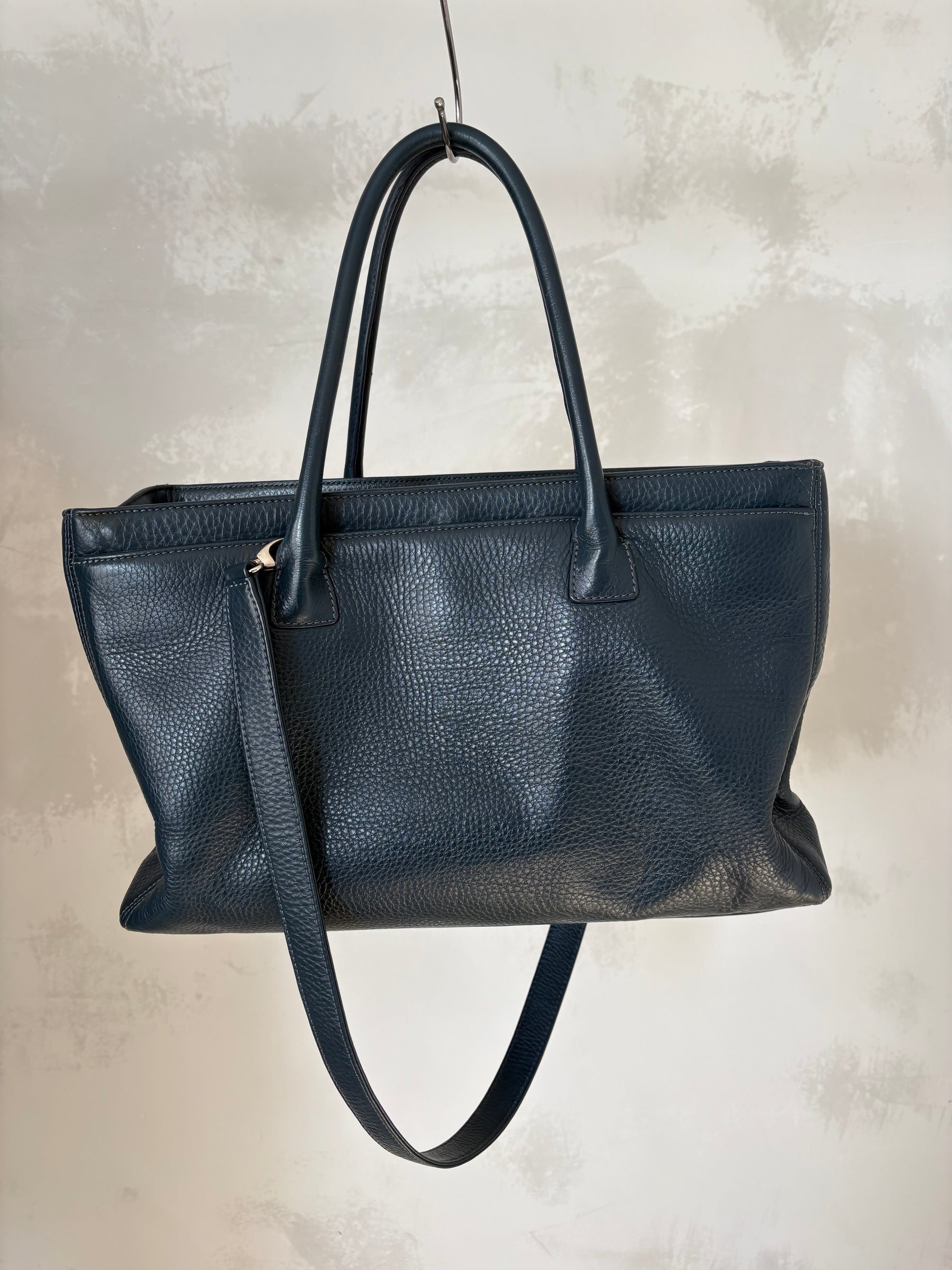 Chanel Navy Grained Leather Executive Tote