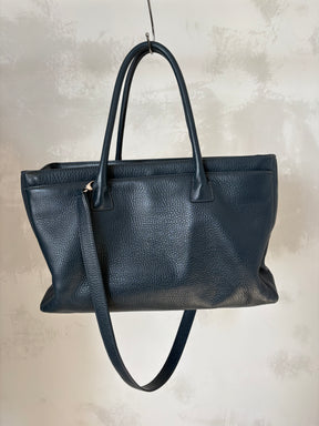 Chanel Navy Grained Leather Executive Tote