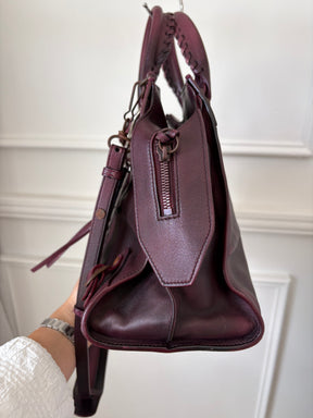 Balenciaga Neo Classic Medium City Bag in Burgundy Distressed Leather