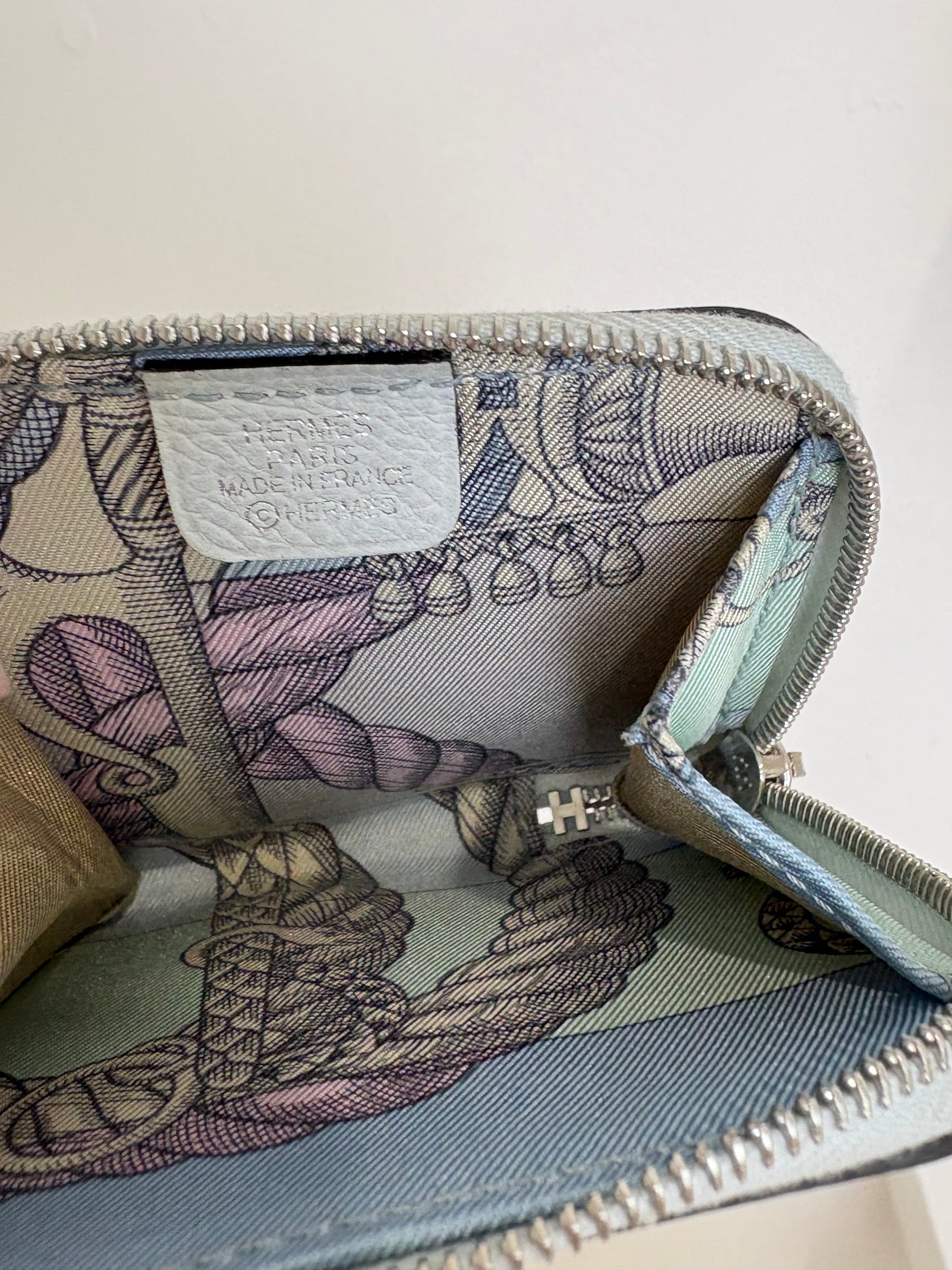 Hermès Light Blue Silk'in Change Purse