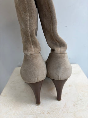 Chloé Taupe Suede Knee High Boots, 39