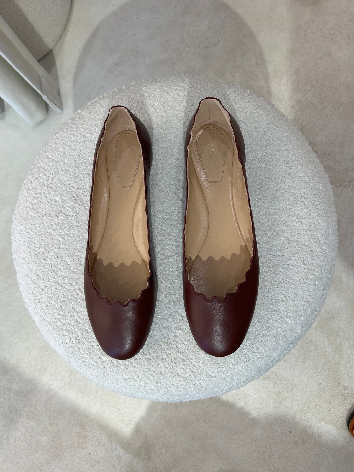 Chloé Burgundy Ballerina Flats, 40.5