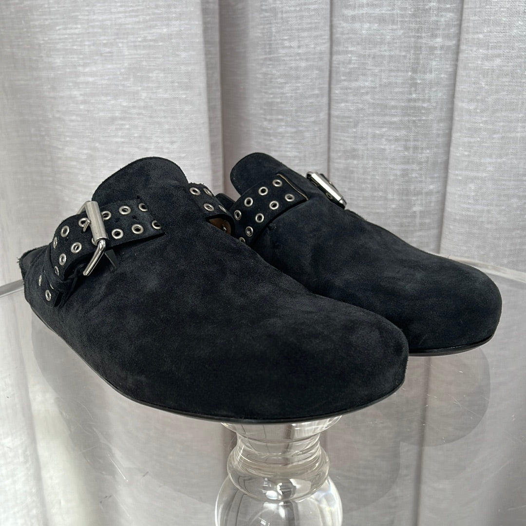 Isabel Marant Charcoal Suede Clogs, 39