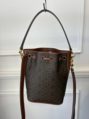 Bally Brown Canvas Monogram And Leather Bucket Bag