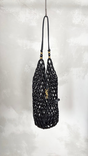 Saint Laurent Black Cassandre Beaded Tote Bag