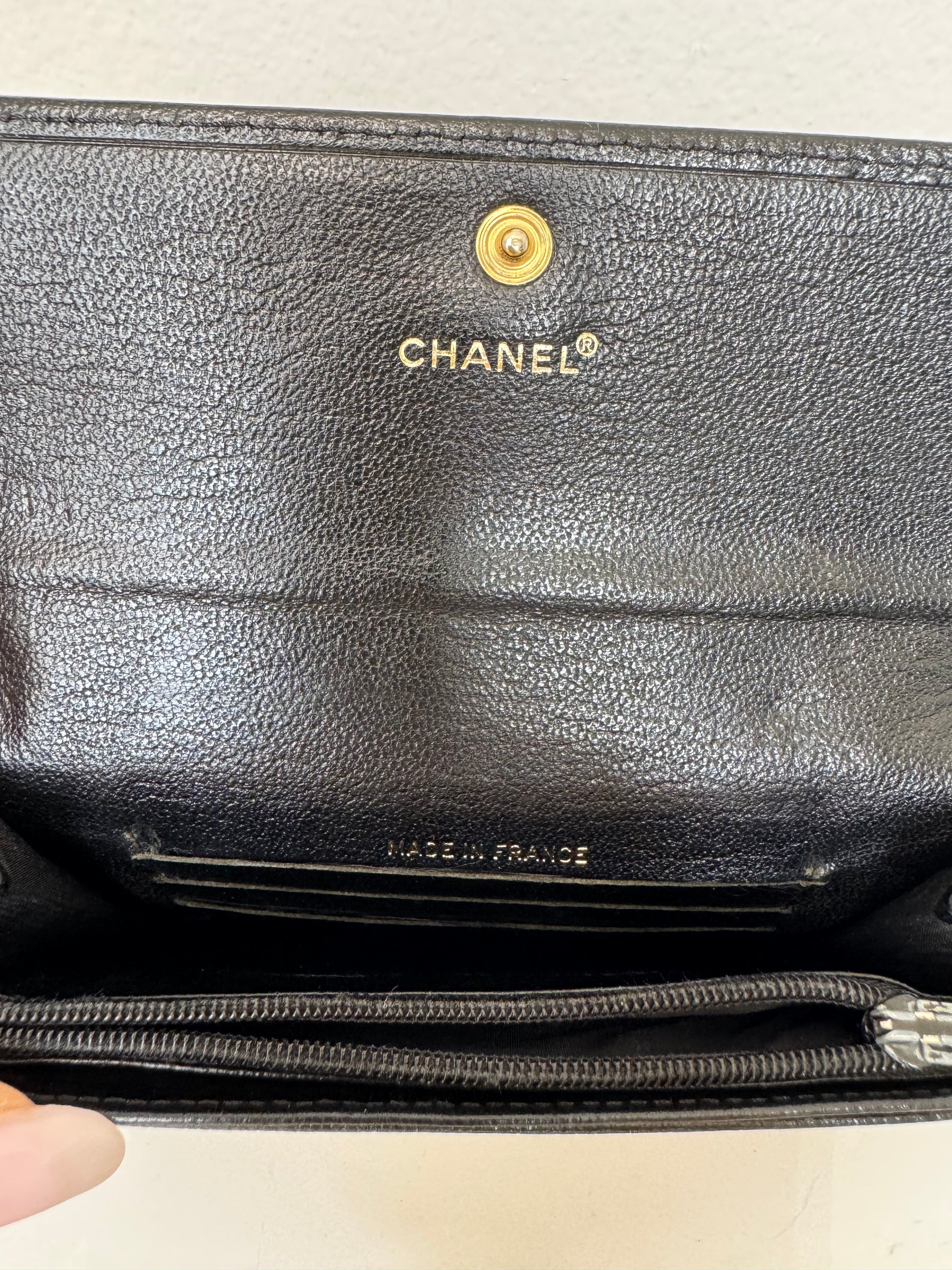Chanel Vintage Black Leather Purse Gold HW