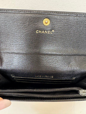 Chanel Vintage Black Leather Purse Gold HW