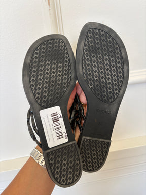 Hermès Black Rubber Island Sandals, 37