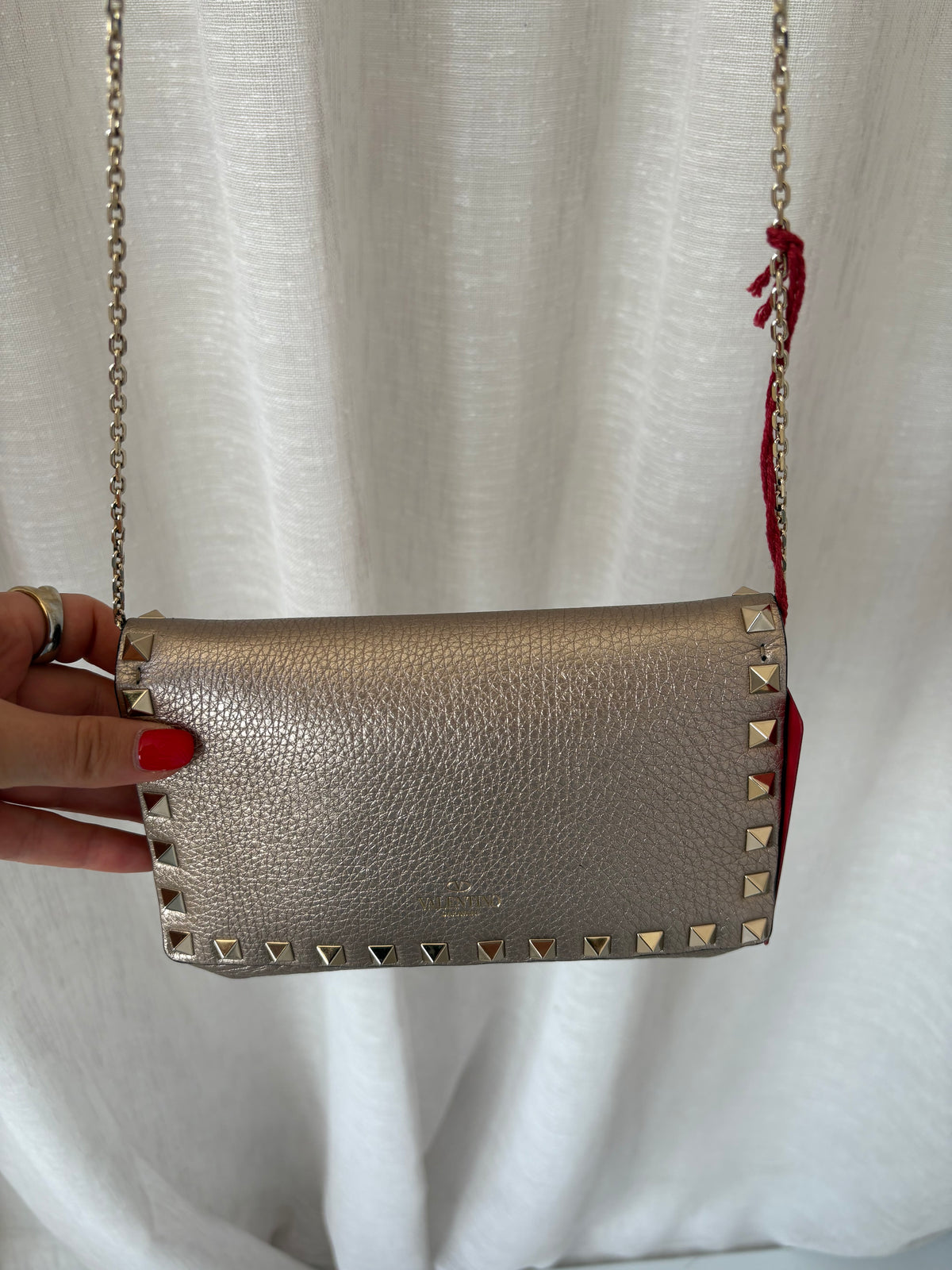 Valentino Garavani Bronze Rockstud Mini Chain Bag