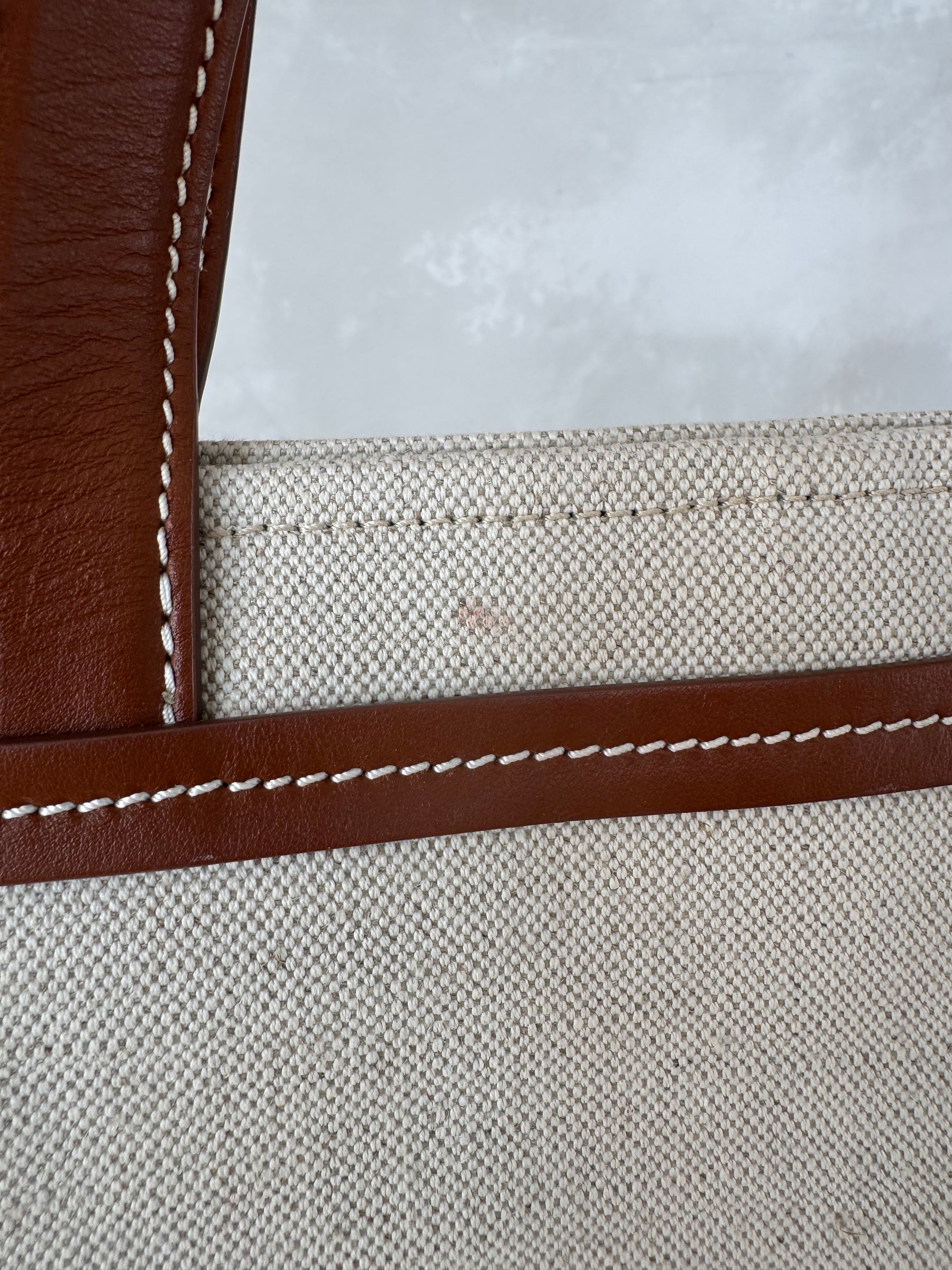 Balmain Cream Canvas and Tan leather logo Tote