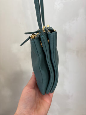 Celine Trio Leather Cross Body Bag Green