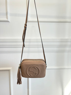 Gucci Grained Leather Disco Soho Bag Beige