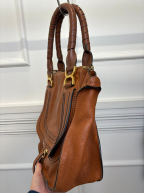 Chloé Tan Grained Leather Marcie Double Carry Bag