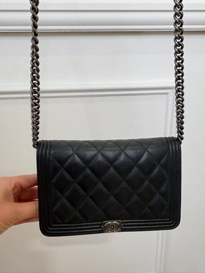 Chanel Boy Black Caviar Wallet On Chain