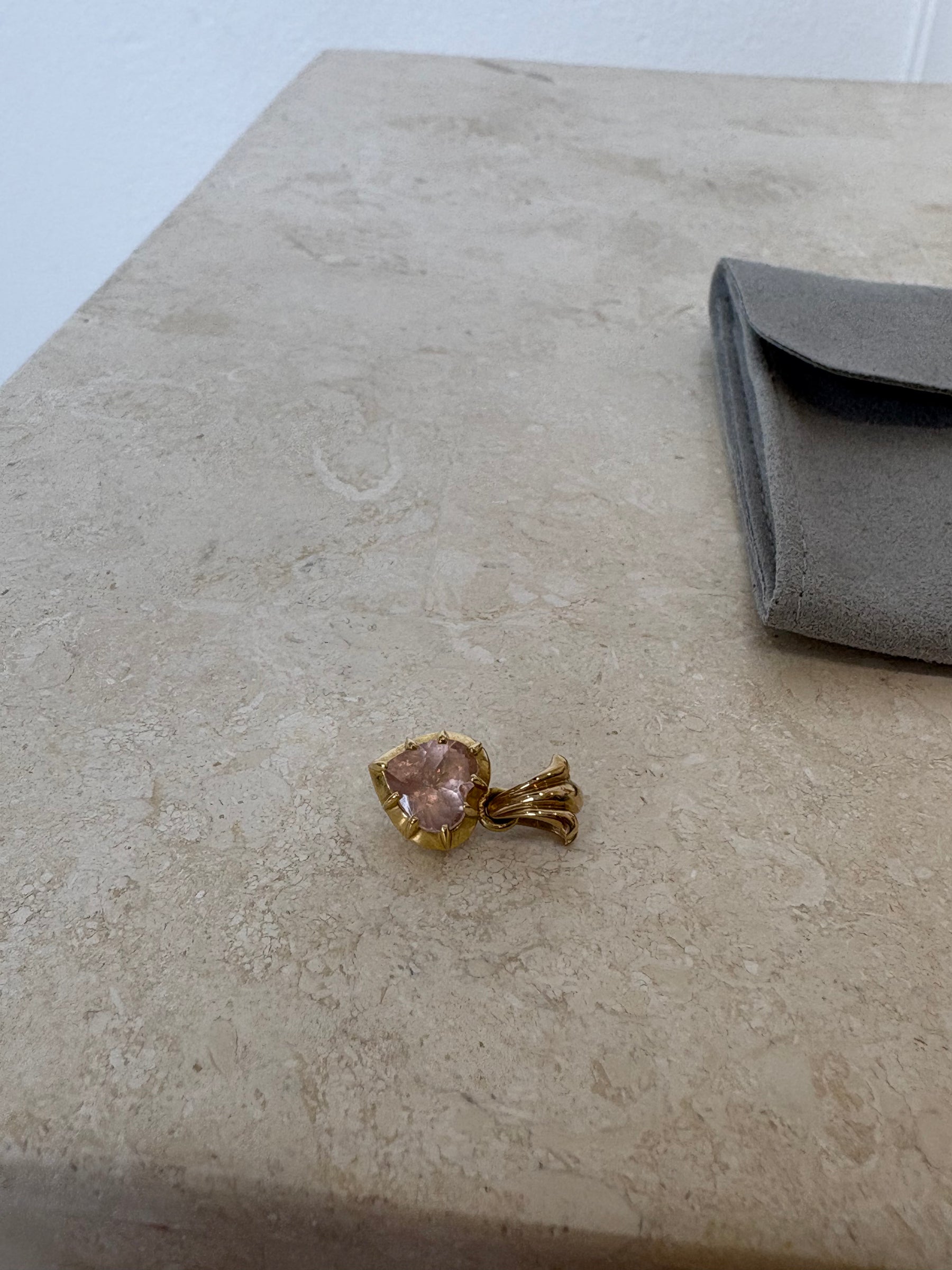 Monika Ruggerino Fleur De Lis Bail Heart Pendant In Pink Morganite