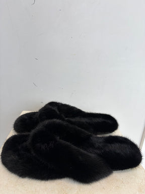 Saint Laurent Mink Flip Flop Sandals Black, 40