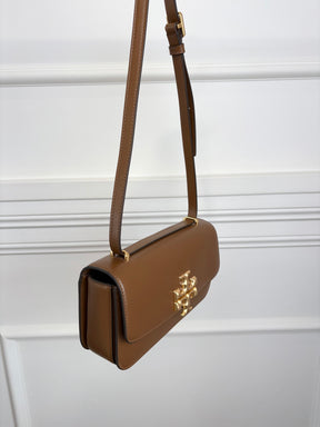 Tory Burch Tan Leather Logo Shoulder Bag