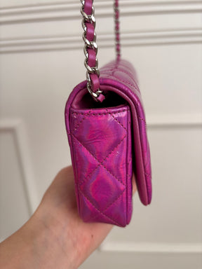 Chanel Pink Holographic Leather Rectangular Flap Bag