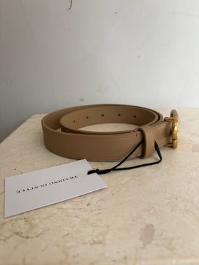 Balenciaga Beige Leather Logo Belt, 70