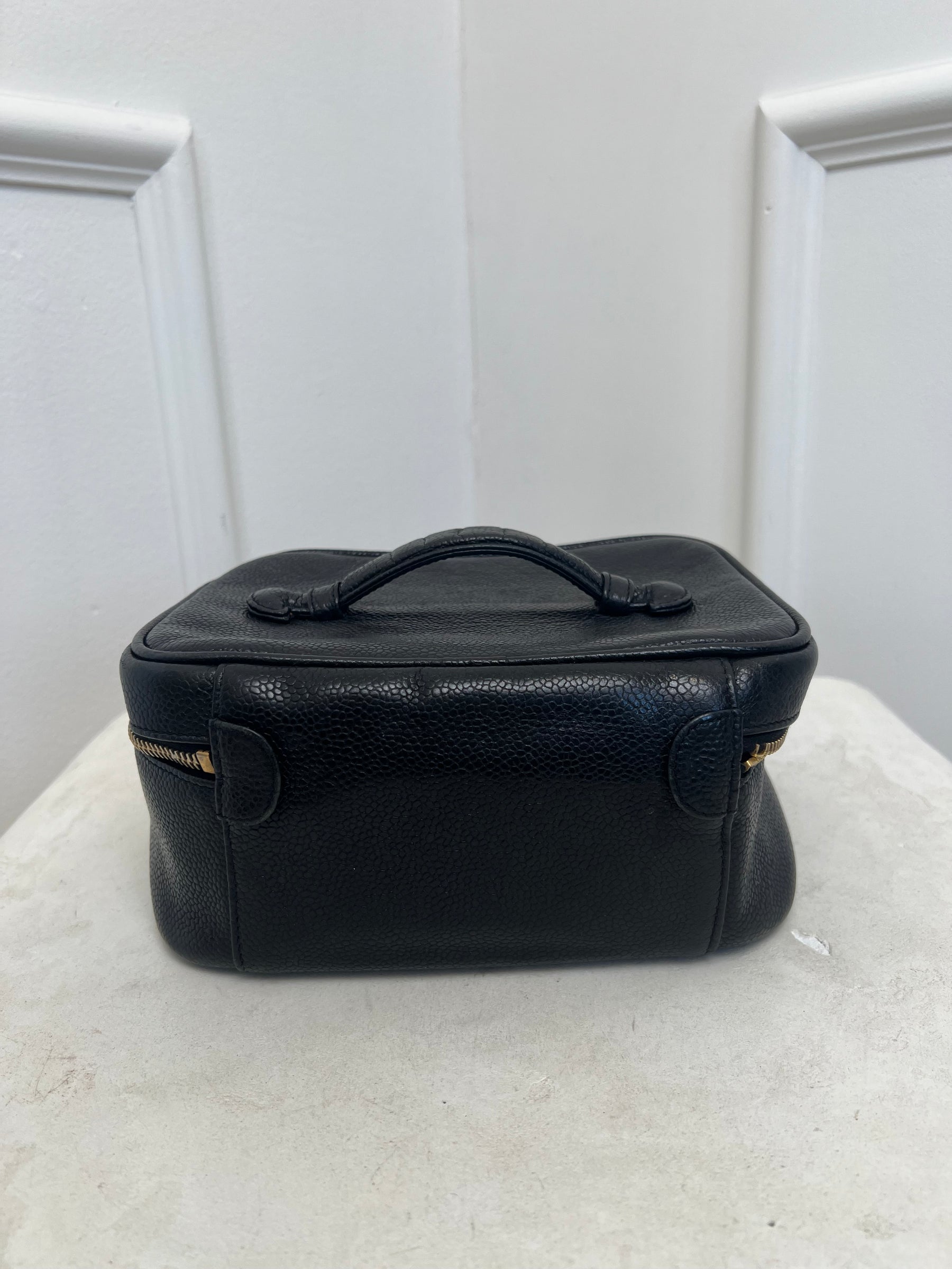 Chanel Black Leather Toiletry Case