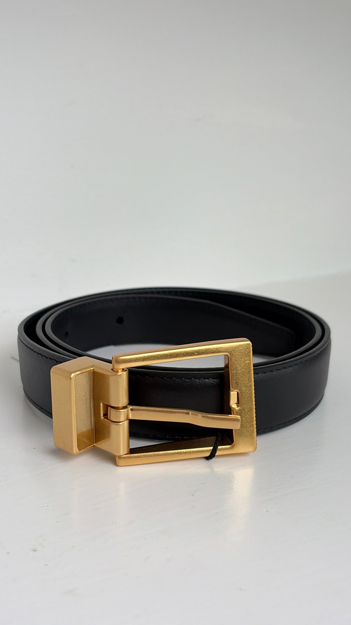 Camilla and Marc Black Leather Belt Gold Hardware, SM