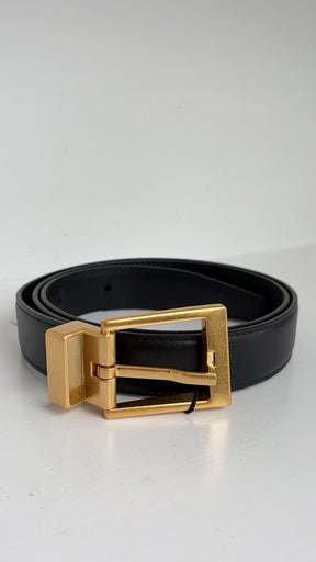 Camilla and Marc Black Leather Belt Gold Hardware, SM