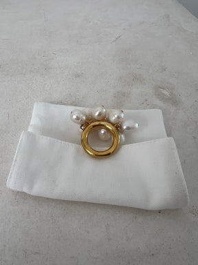 Jil Sander Pearl And Gold Dipped  Ring, 52