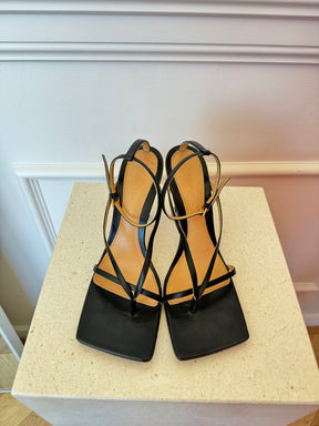 Bottega Veneta Black Stretch Strap Sandal, 38.5