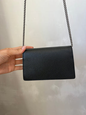 Gucci Black Leather Super Mini Dionysus Bag