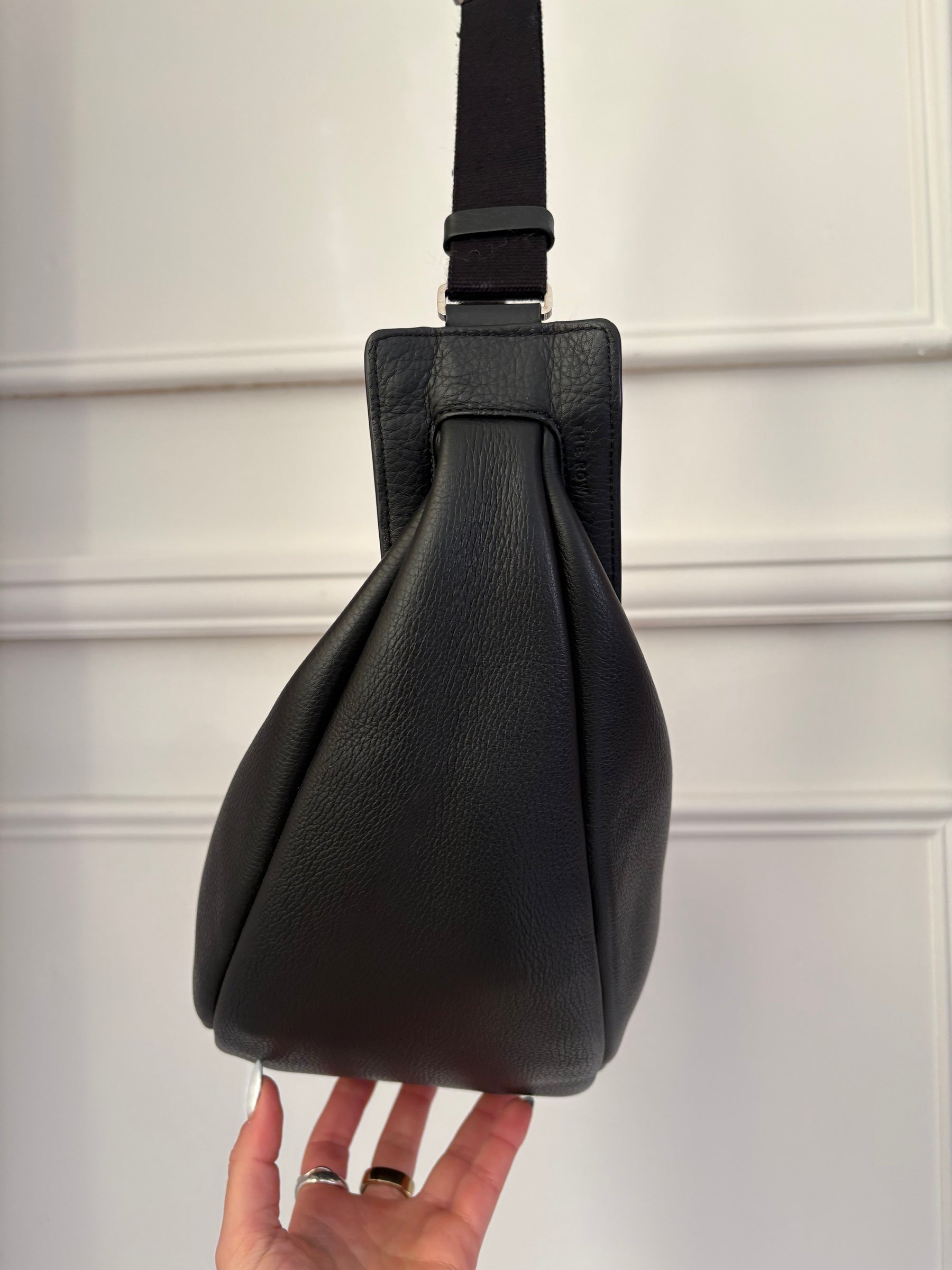 The Row Black Leather Slouchy Banana Bag