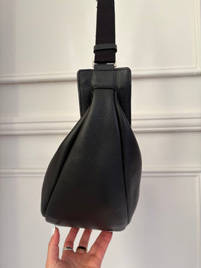 The Row Black Leather Slouchy Banana Bag