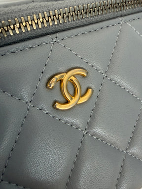 Chanel Grey Lambskin Leather Pearl Crush Vanity Bag