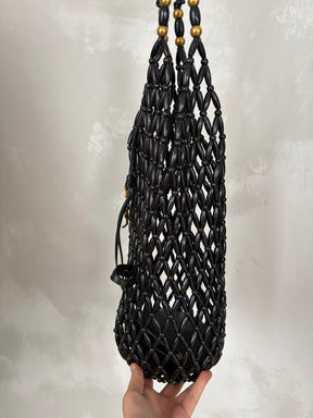 Saint Laurent Black Cassandre Beaded Tote Bag