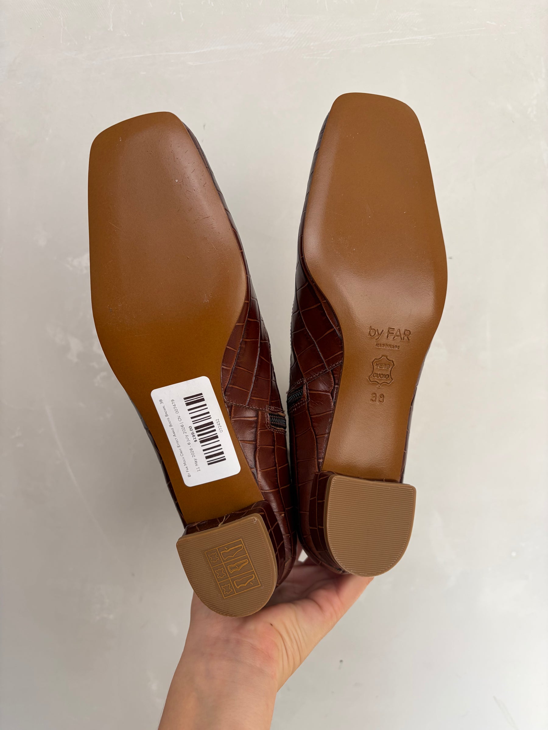By Far Mock Croc Effect Ankle Boots Brown, 38