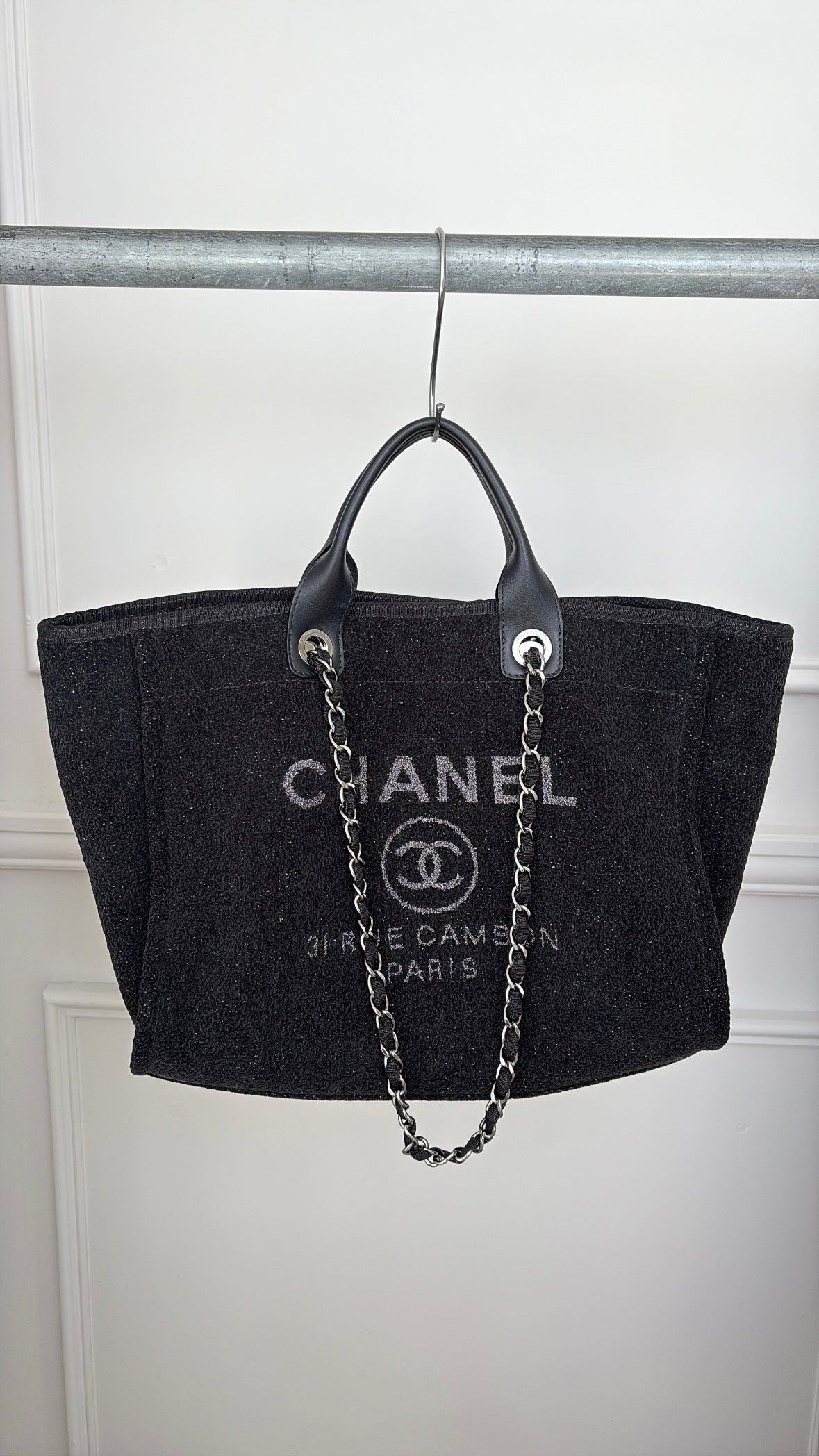 Chanel Deauville In Black Velour Weave
