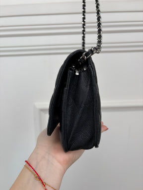 Chanel Quilted Lambskin Tassel Wallet On Chain Black With Silver Hardware