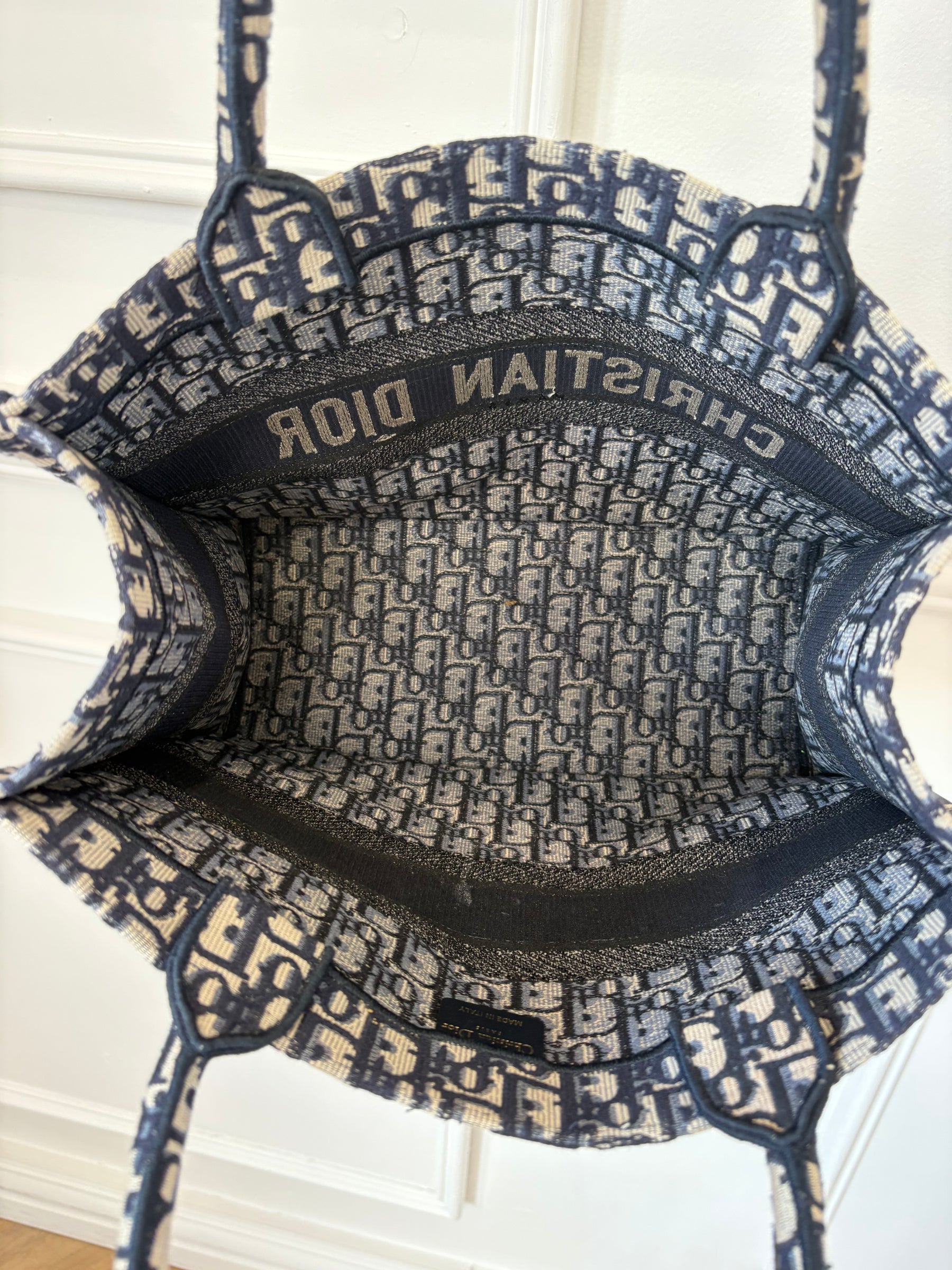 Dior Navy Oblique Canvas Medium Book Tote