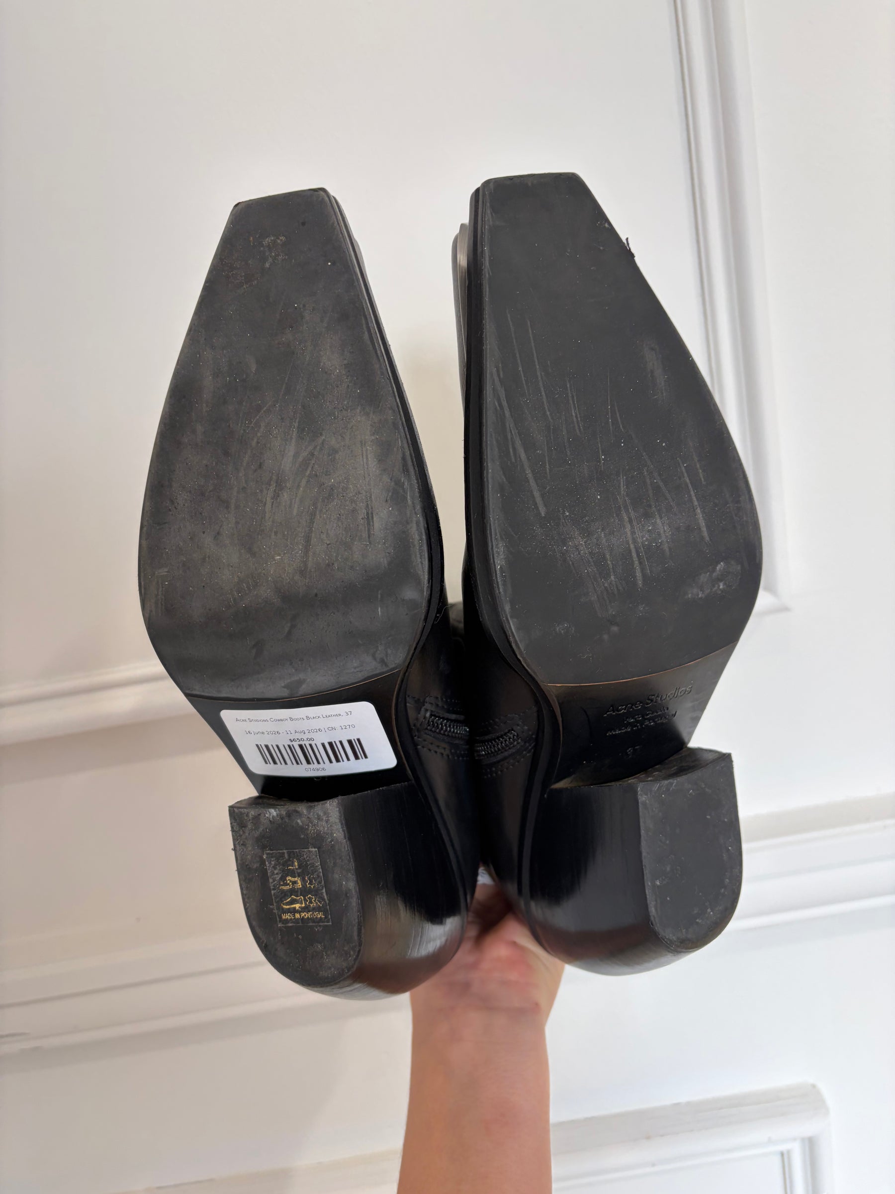 Acne Studions Cowboy Boots Black Leather, 37