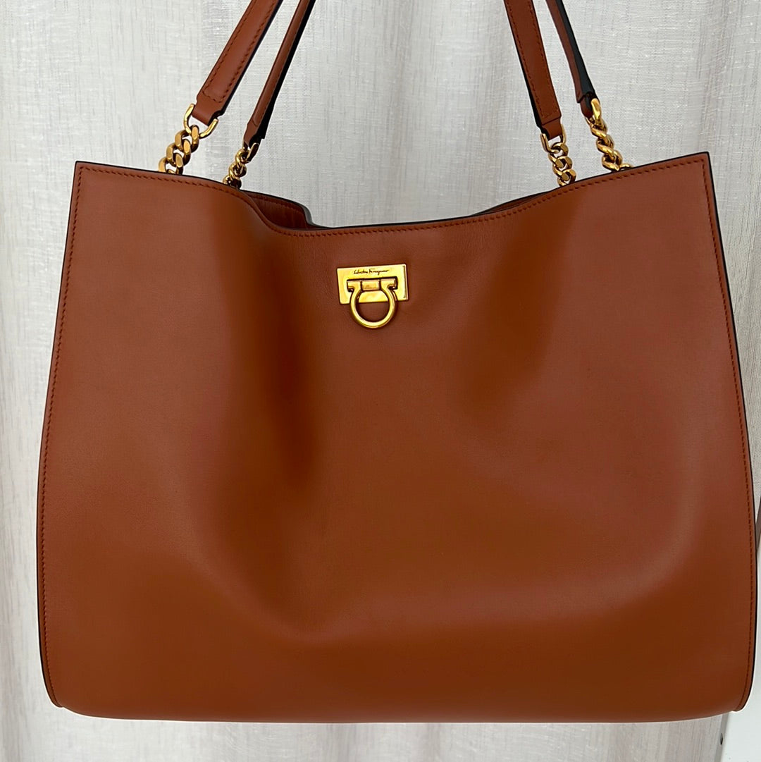 Salvatore Ferragamo Tan Tote